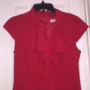 Calvin Klein red tailored dress
